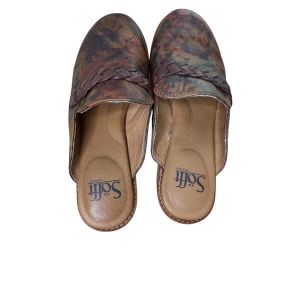 Sofft Womens Nels Taupe Floral Leather Slip On Loafer Mules Shoes Size 7 - Picture 4 of 6
